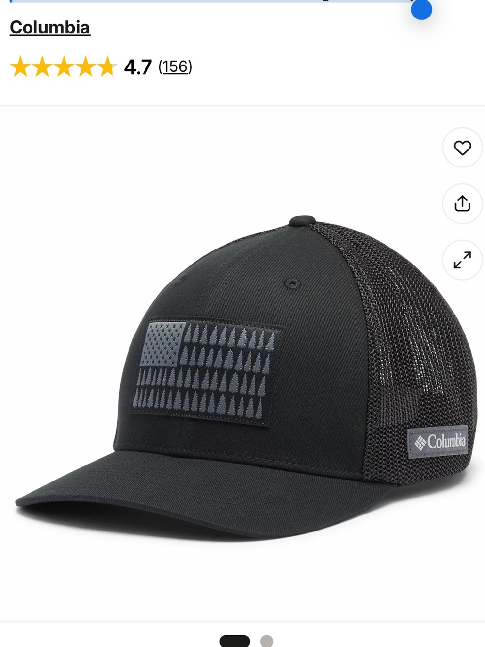 Columbia Black Mesh Trucker Cap with Subtle Flag/Trees Patch